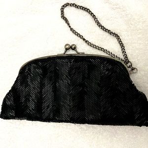 Black beaded evening bag